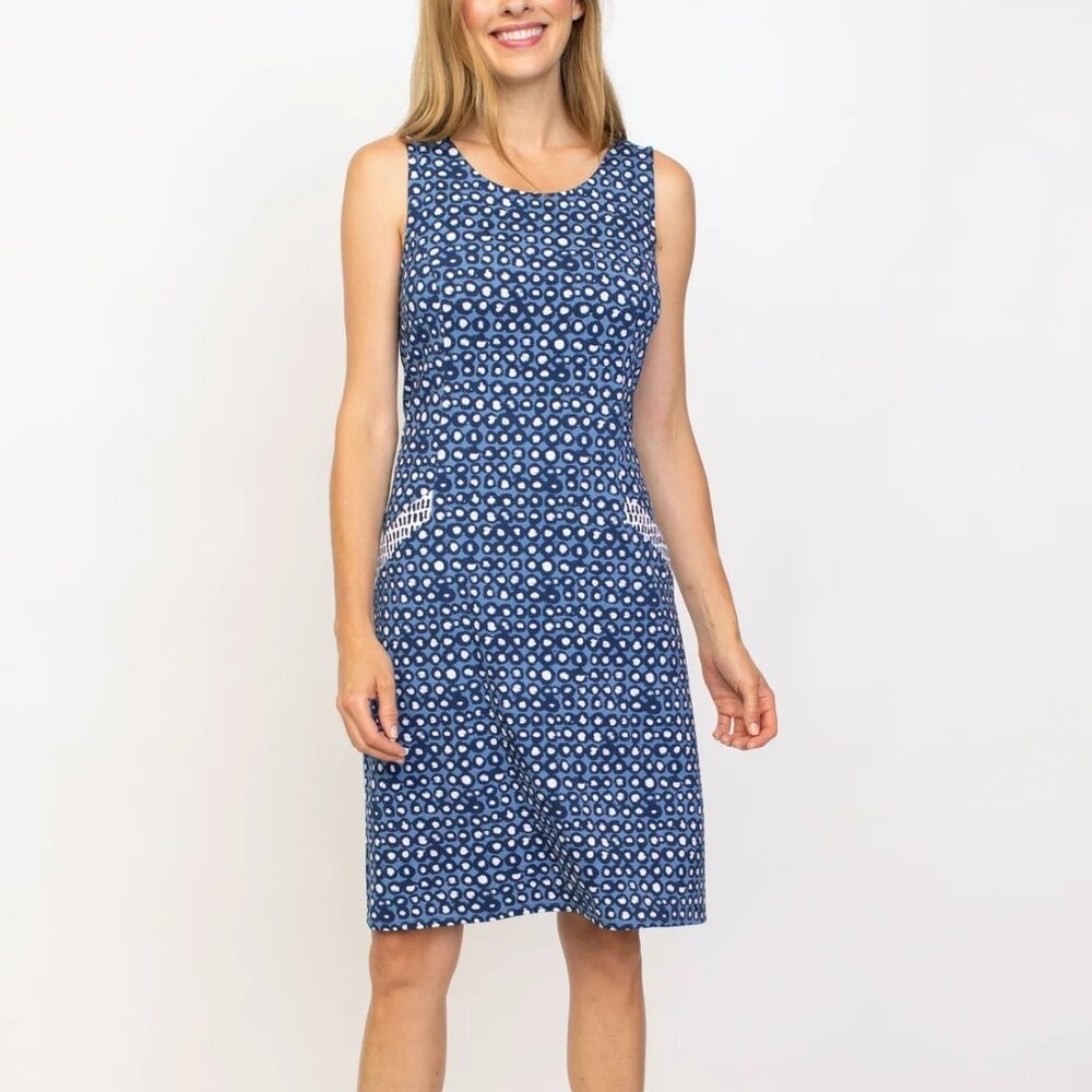 Habitat Swing Pocket Dress Navy Dot NWT